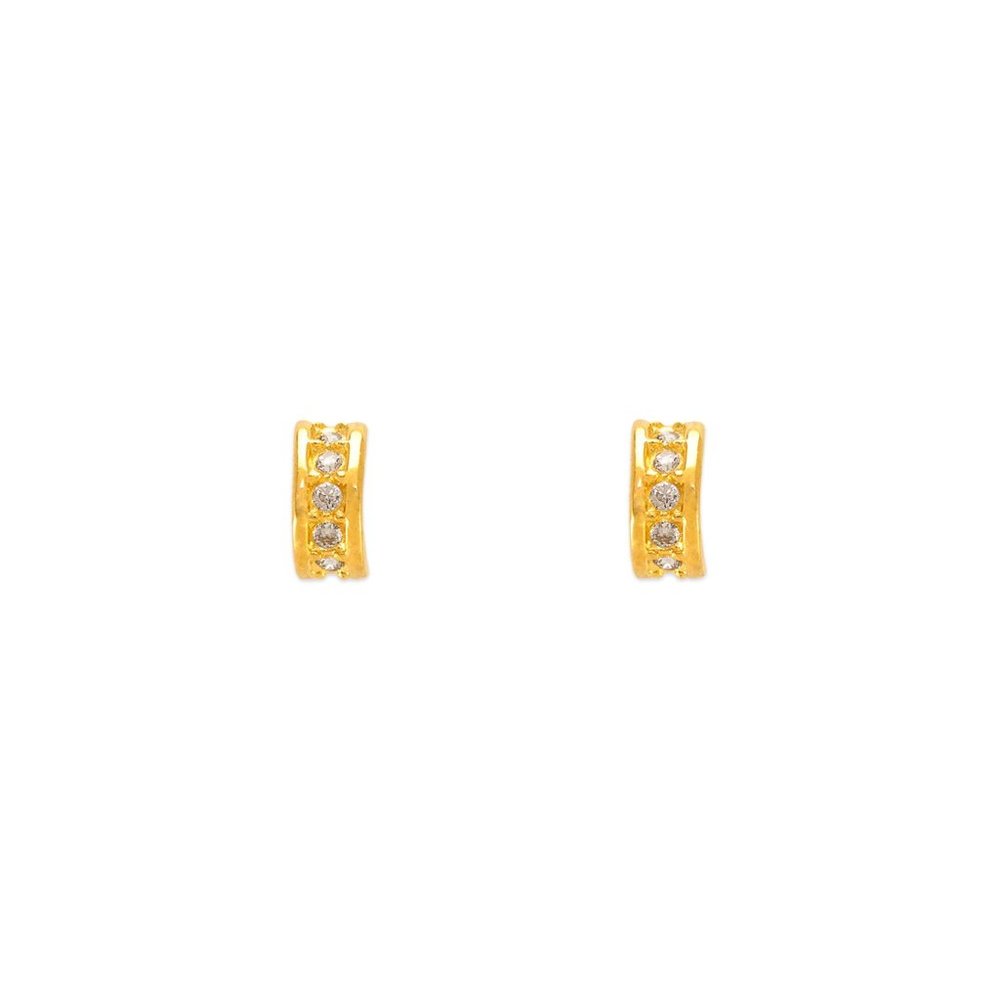 14k REAL GOLD Mini Huggies CZ Stud Earrings